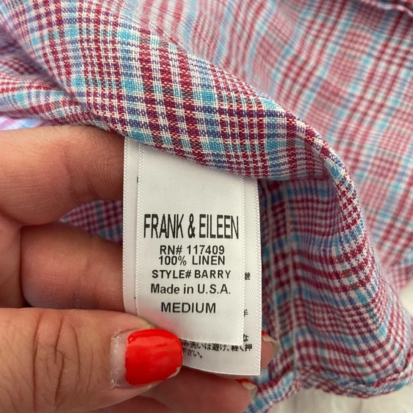 Frank & Eileen Barry plaid linen button down - Picture 7 of 9